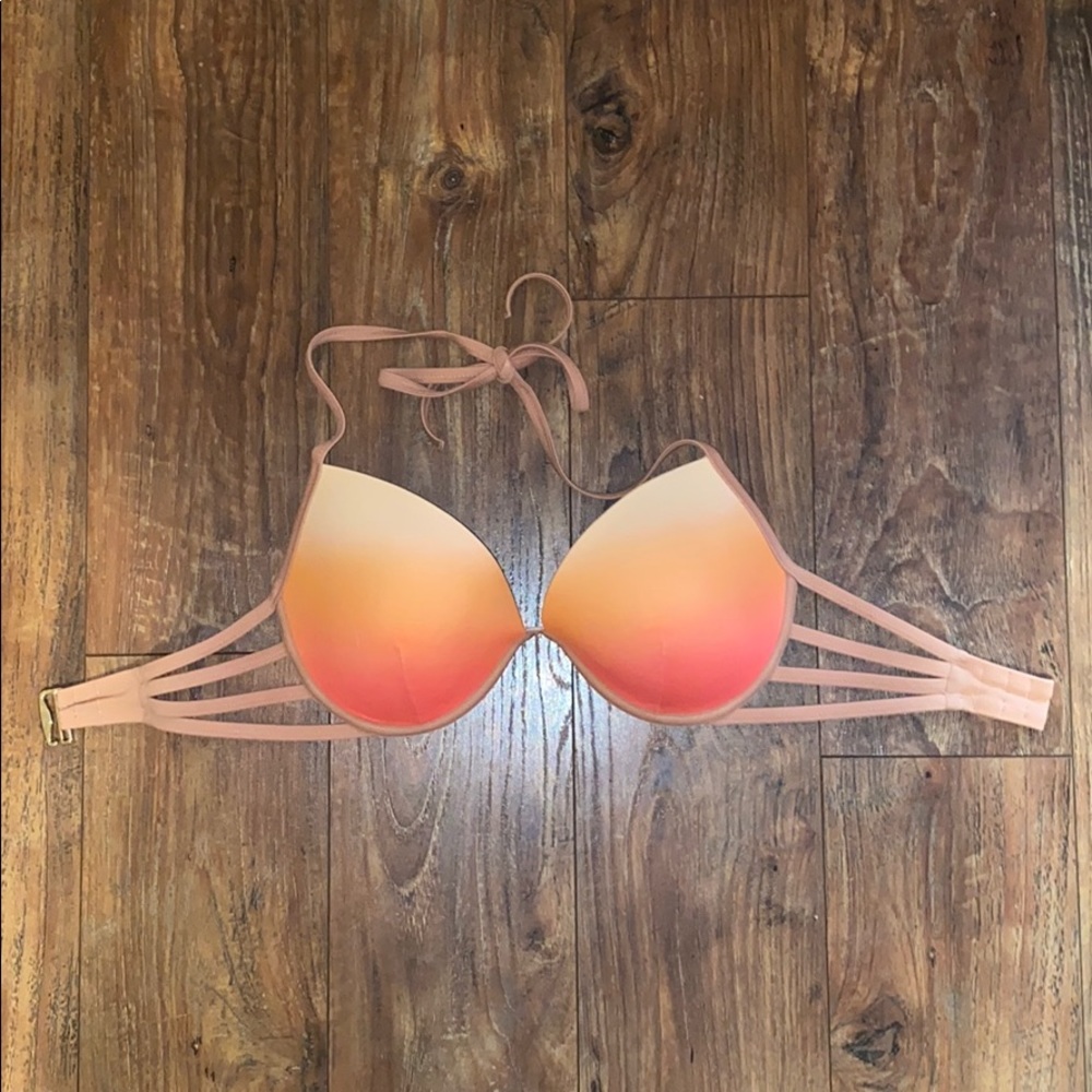 Orange pink ombré bikini top